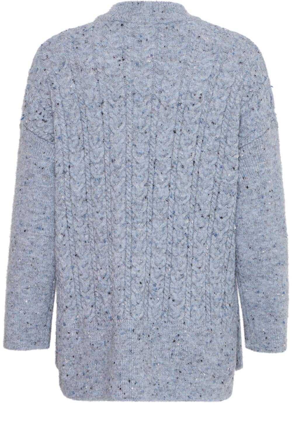 Dusty Blue Nata Cable Knit High Neck Sweater