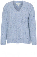 Dusty Blue Nata Cable Knit V Neck Sweater