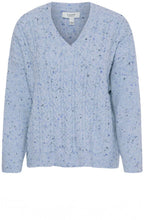 Dusty Blue Nata Cable Knit V Neck Sweater