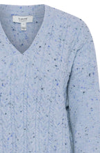 Dusty Blue Nata Cable Knit V Neck Sweater