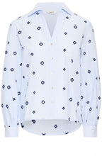 Fabienne Della Robbia Blue Embroidered Shirt
