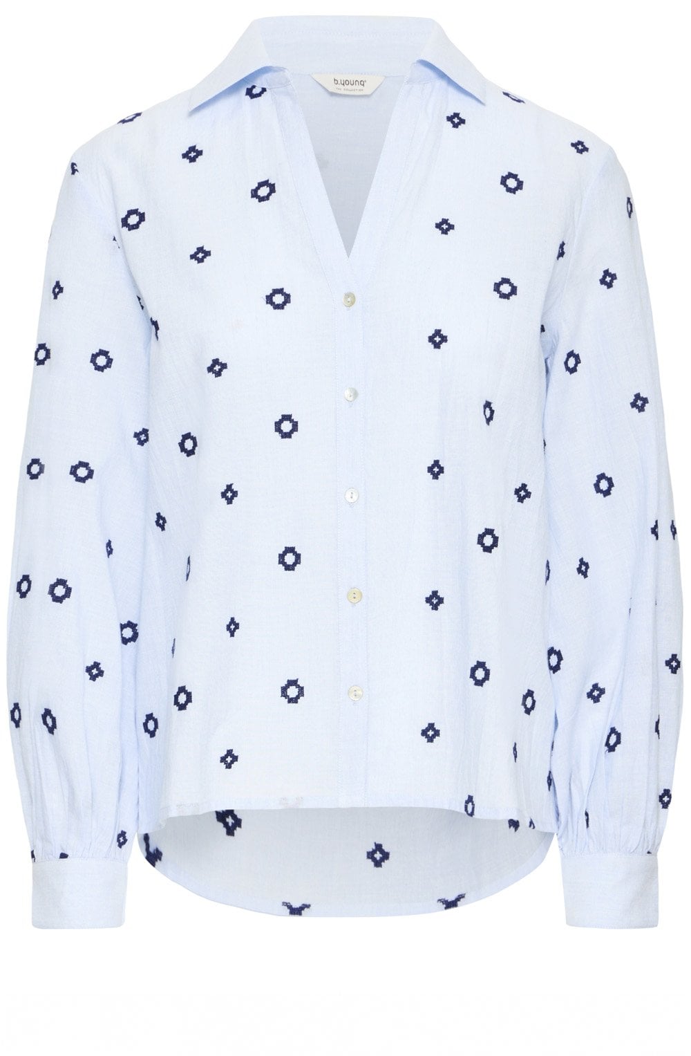 Fabienne Della Robbia Blue Embroidered Shirt