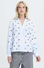 Fabienne Della Robbia Blue Embroidered Shirt