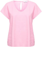 Falakka Begonia Pink V Neck Linen Mix Blouse