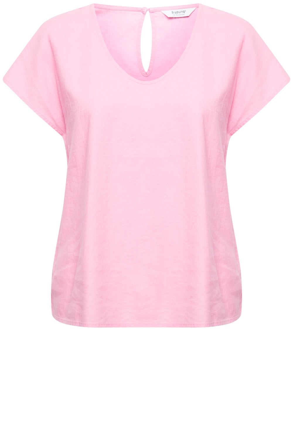 Falakka Begonia Pink V Neck Linen Mix Blouse