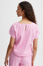 Falakka Begonia Pink V Neck Linen Mix Blouse