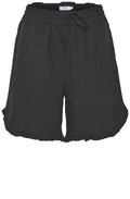 Falakka Black Linen Mix Ruffle Shorts