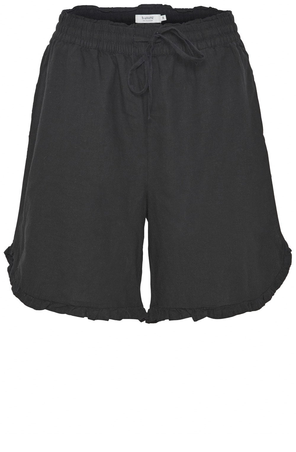 Falakka Black Linen Mix Ruffle Shorts