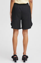 Falakka Black Linen Mix Ruffle Shorts