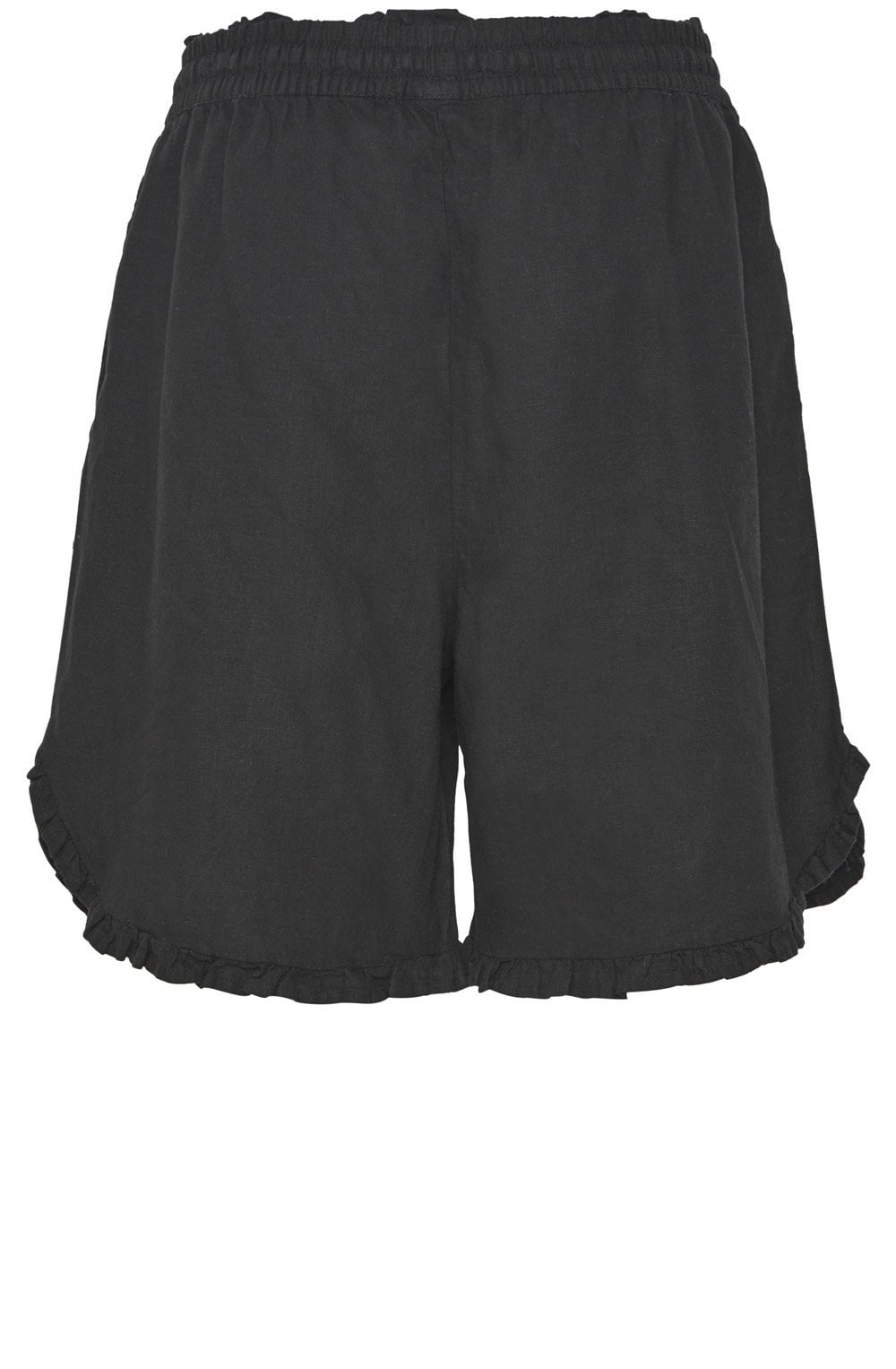 Falakka Black Linen Mix Ruffle Shorts