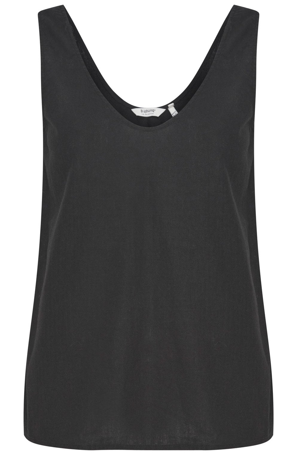 Falakka Black Linen Mix Vest Top