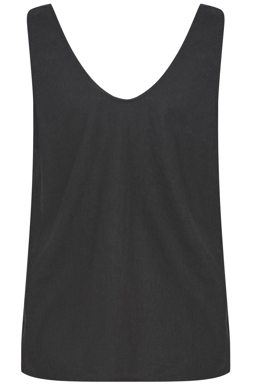 Falakka Black Linen Mix Vest Top