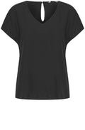 Falakka Black V Neck Linen Mix Blouse