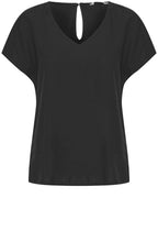 Falakka Black V Neck Linen Mix Blouse