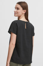 Falakka Black V Neck Linen Mix Blouse