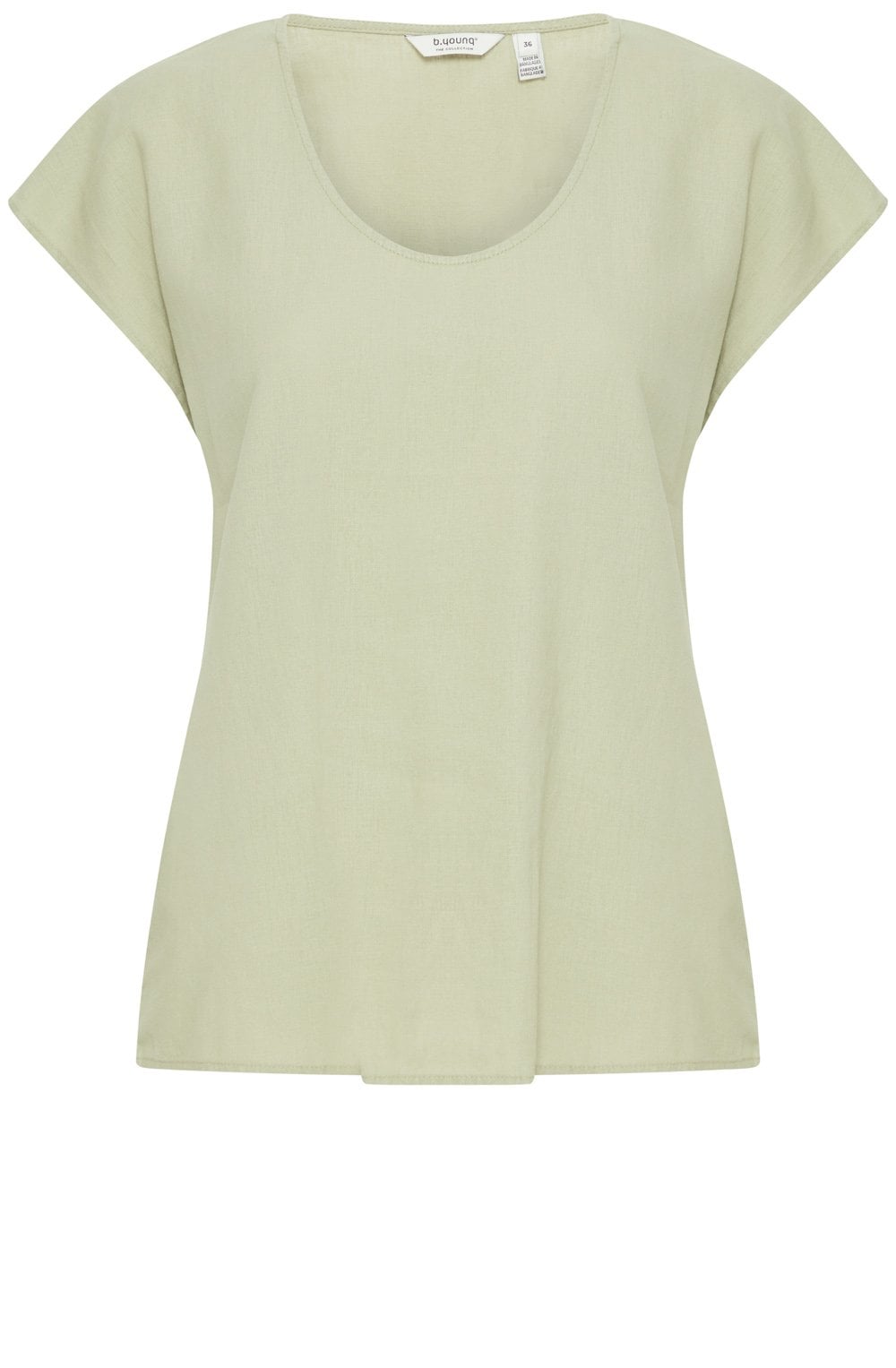 Falakka Tea Green Linen Mix Blouse