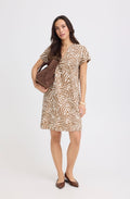Falakka Woodsmoke Animal Print Linen Mix Tunic Dress