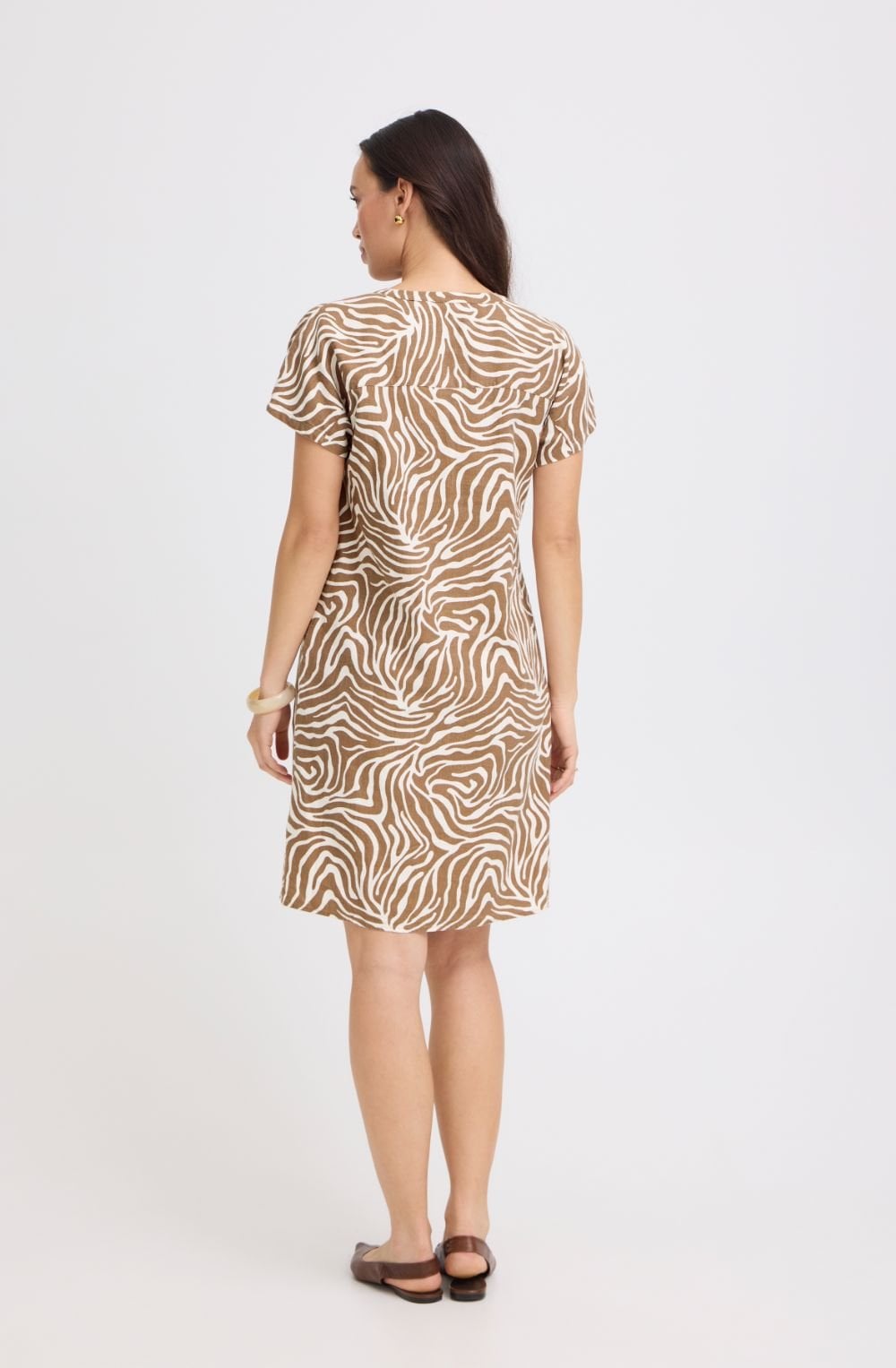 Falakka Woodsmoke Animal Print Linen Mix Tunic Dress