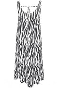 Falakka Zebra Print Tie Detail Linen Mix Dress