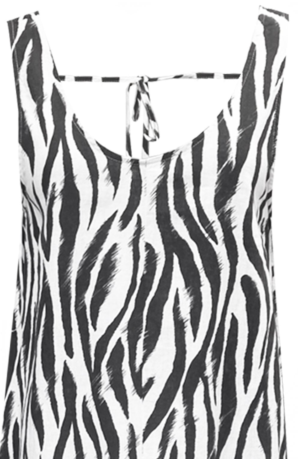 Falakka Zebra Print Tie Detail Linen Mix Dress