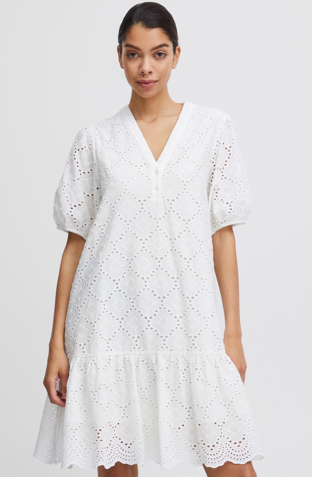 Falie Optical White Broderie Anglaise Dress