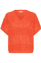 Fiesta Orange Patterned Opened Knit Pullover