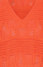 Fiesta Orange Patterned Opened Knit Pullover