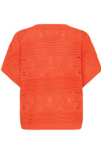 Fiesta Orange Patterned Opened Knit Pullover