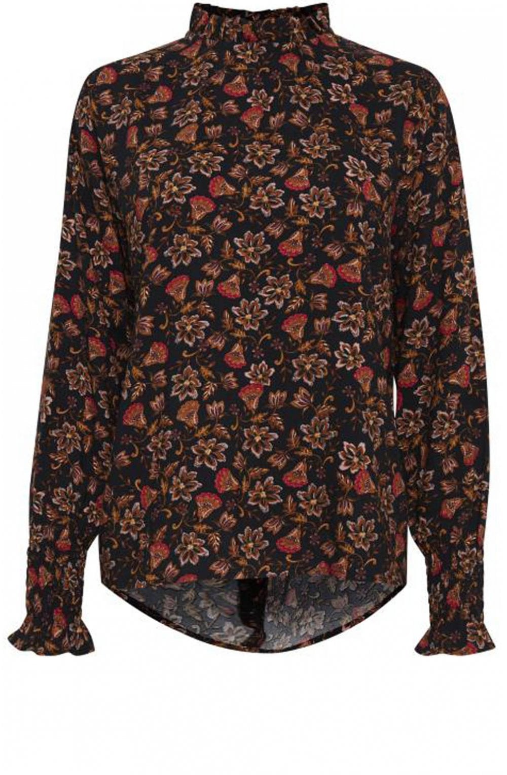 Frill Neck Floral Print Blouse