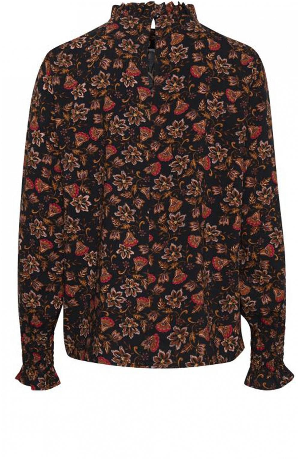 Frill Neck Floral Print Blouse