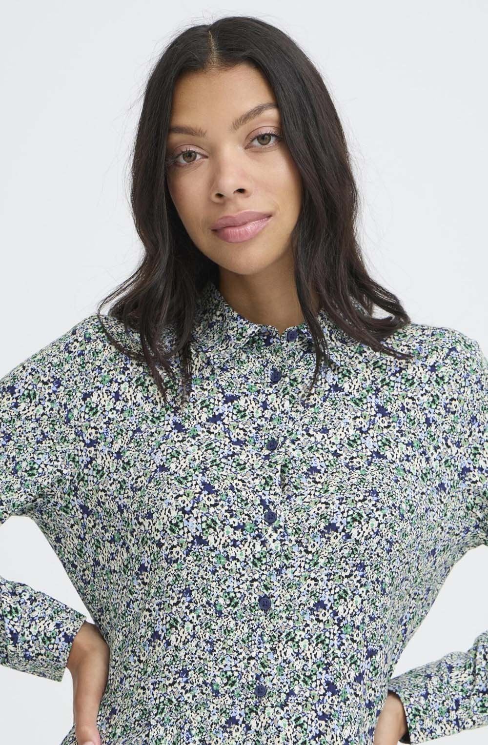 Gabria Blurred Leprechaun Flower Shirt Dress