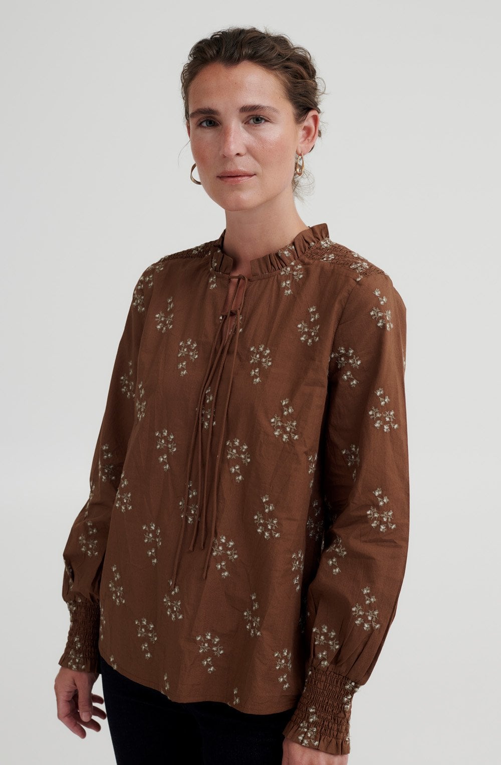 Gamzi Brunette Embroidered Blouse