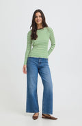 Green Striped Ribbed Top