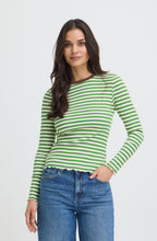 Green Striped Ribbed Top