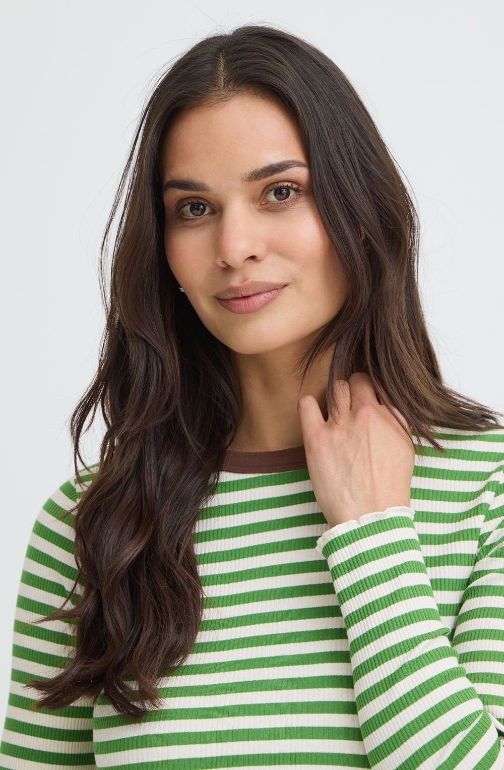 Green Striped Ribbed Top