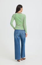 Green Striped Ribbed Top
