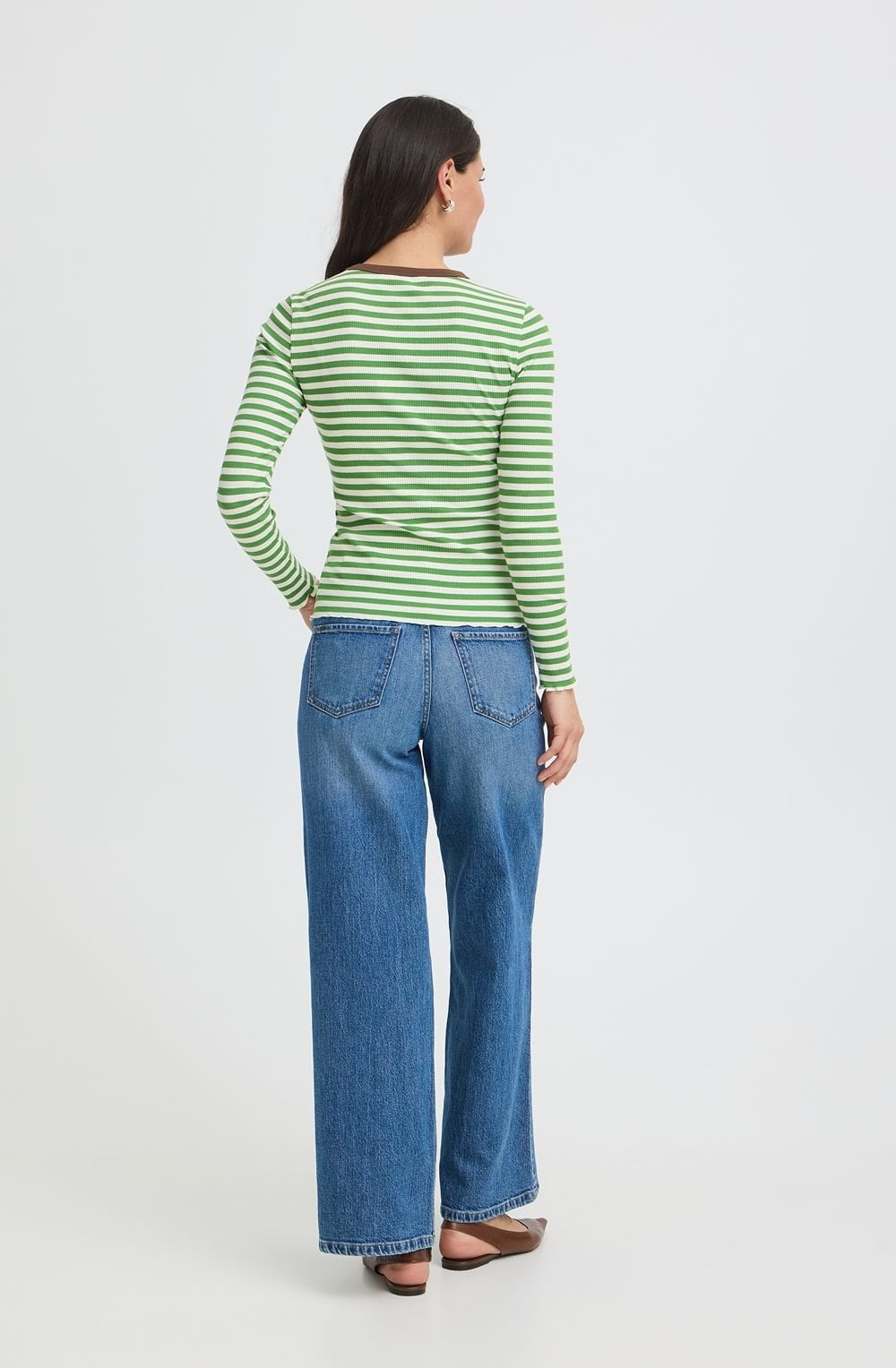 Green Striped Ribbed Top