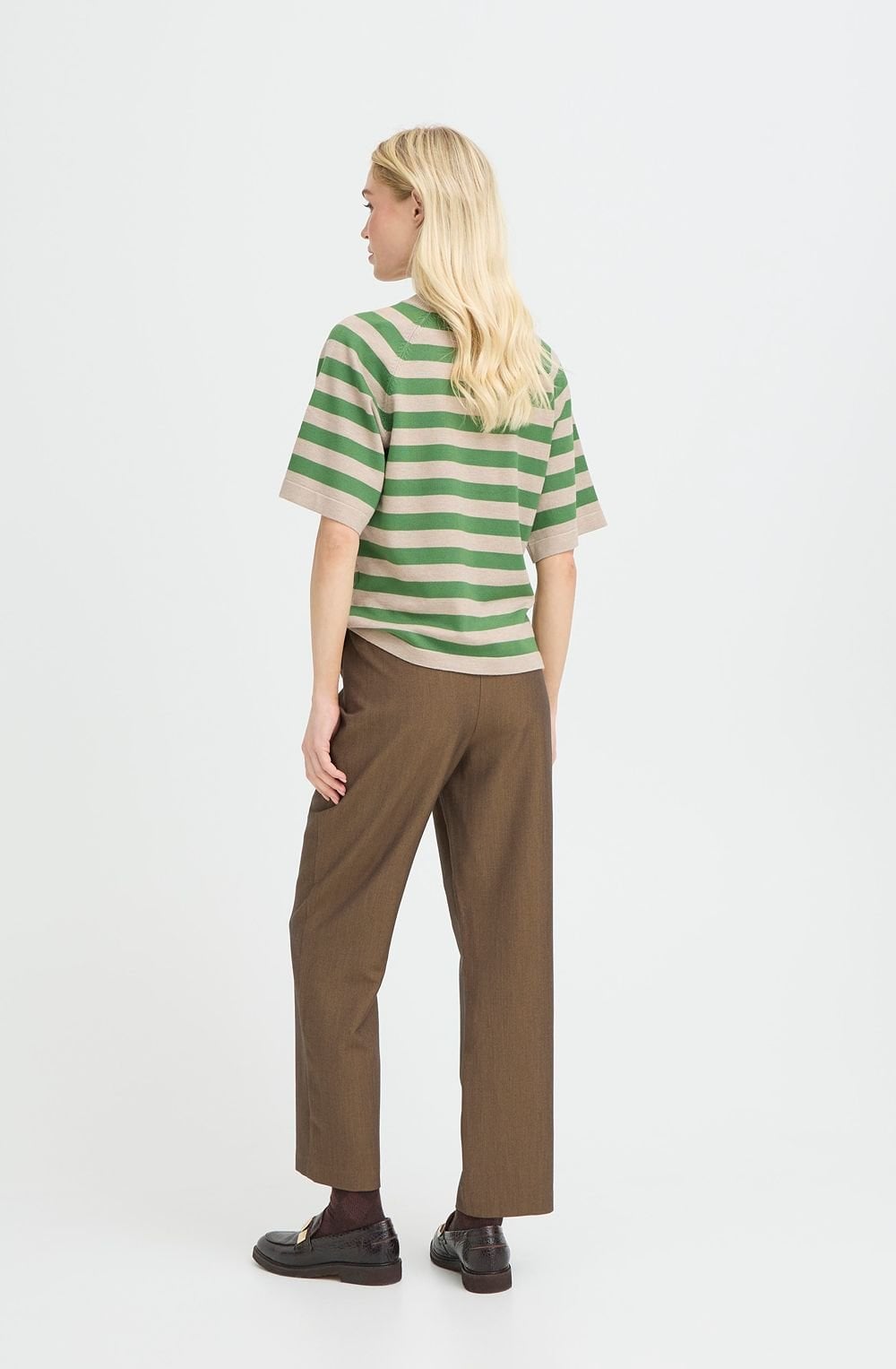 Green Striped Short Sleeve Jumper