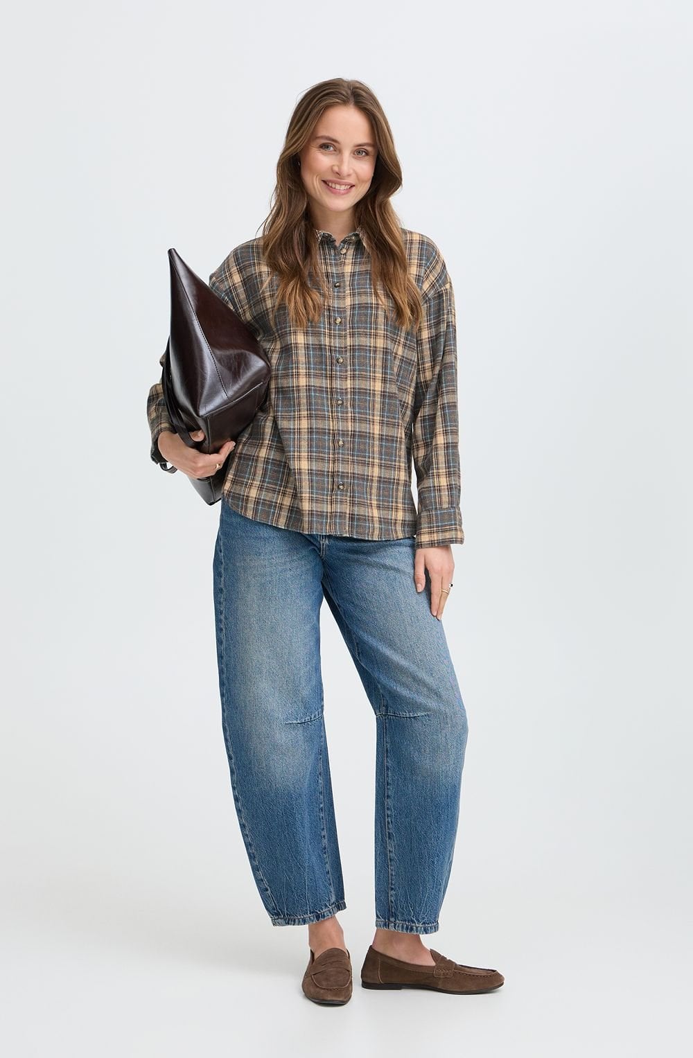 Grey, Brown and Blue Checked shirt