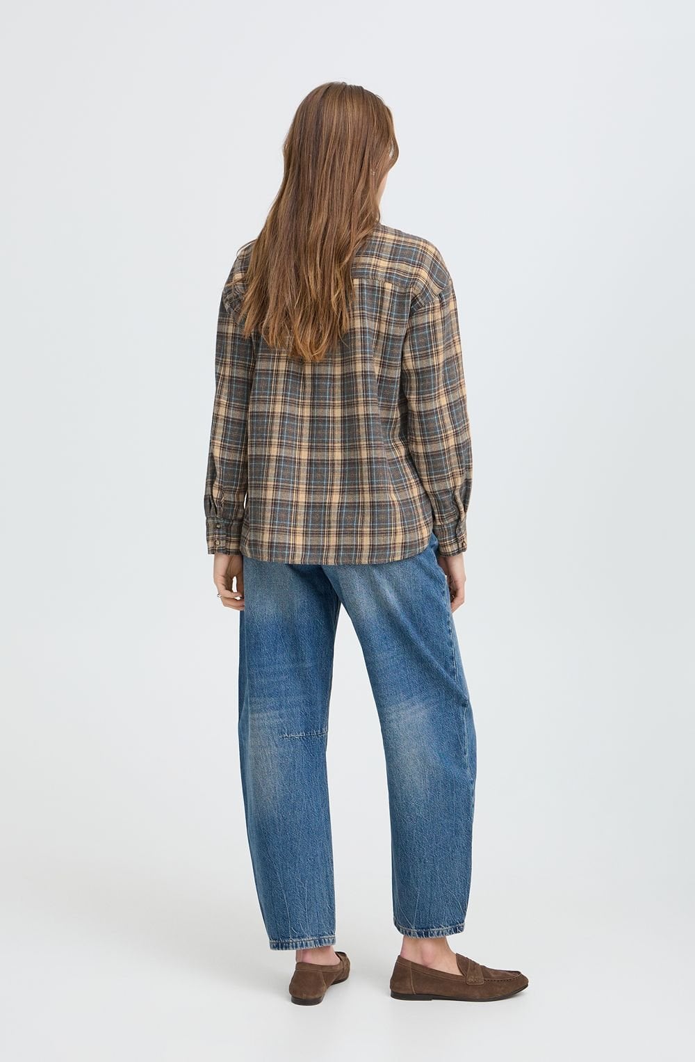 Grey, Brown and Blue Checked shirt