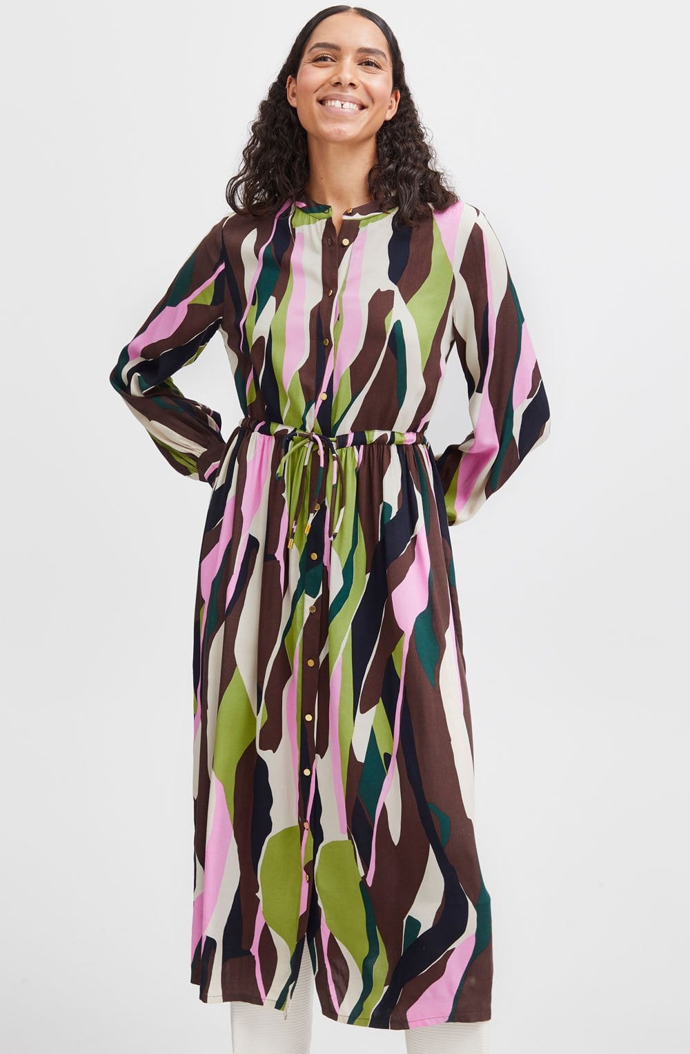Guacamole Button Down Midi Dress