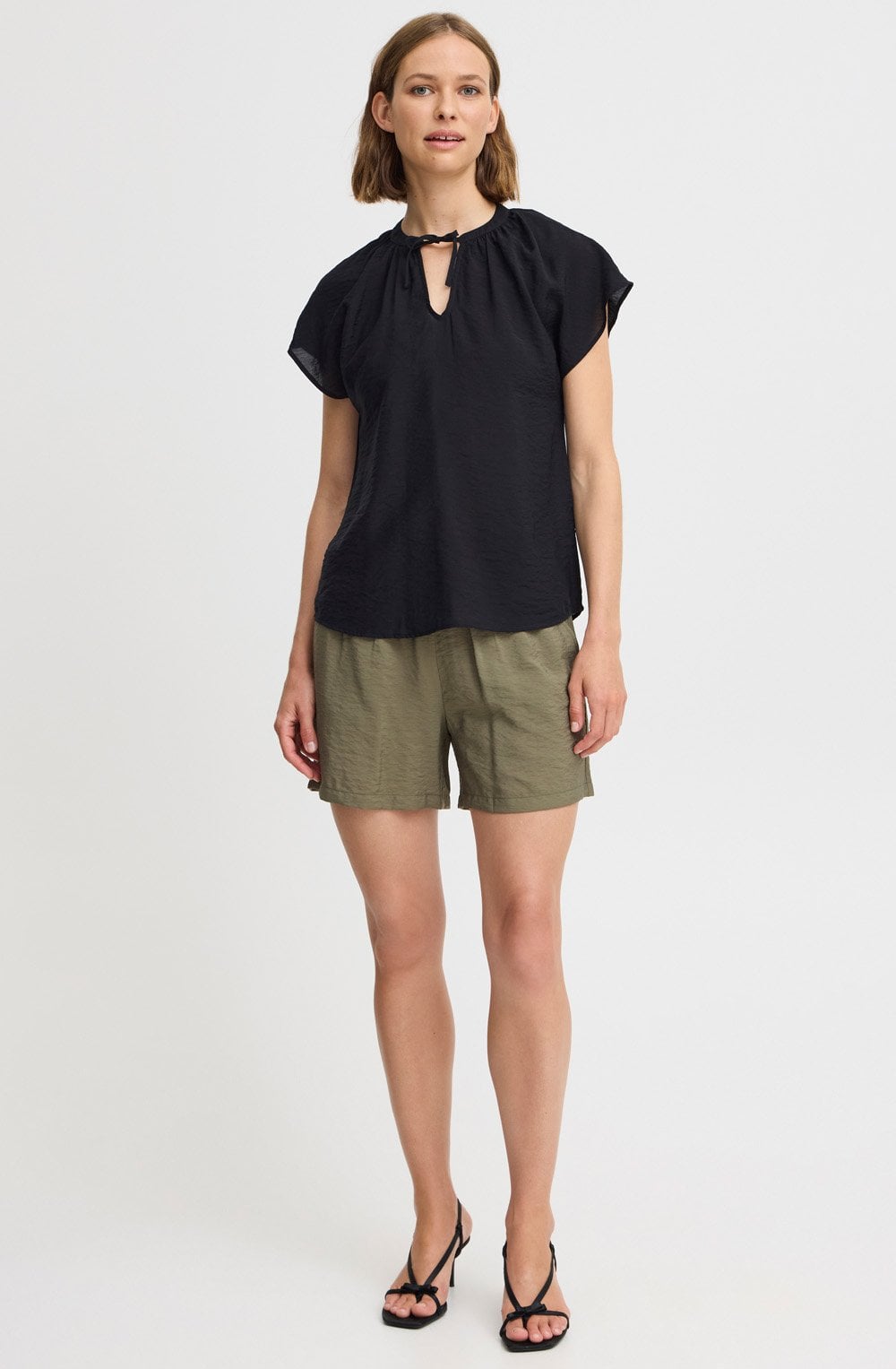 Hailey Black Tie Neck Blouse