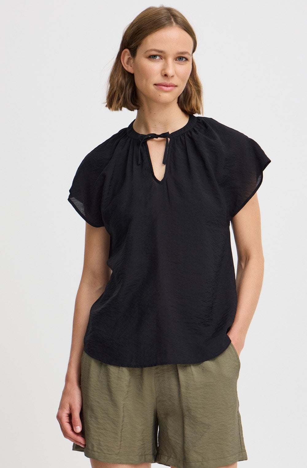Hailey Black Tie Neck Blouse