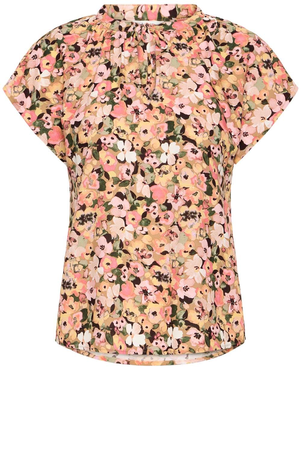Hailey Coral Blush Tie Neck Blouse