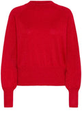 Haute Red Shimmer Balloon Sleeve Jumper