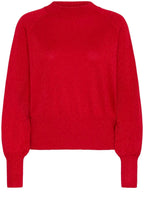 Haute Red Shimmer Balloon Sleeve Jumper