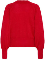 Haute Red Shimmer Balloon Sleeve Jumper