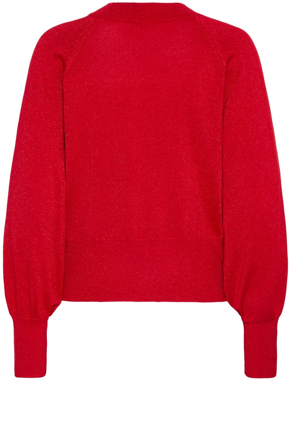 Haute Red Shimmer Balloon Sleeve Jumper