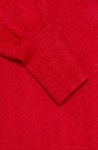 Haute Red Shimmer Balloon Sleeve Jumper