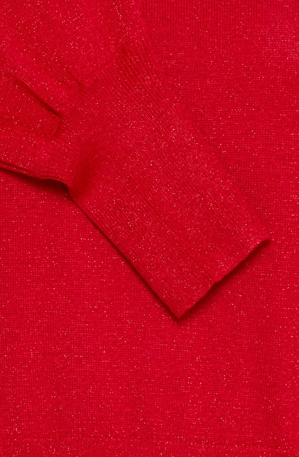 Haute Red Shimmer Balloon Sleeve Jumper